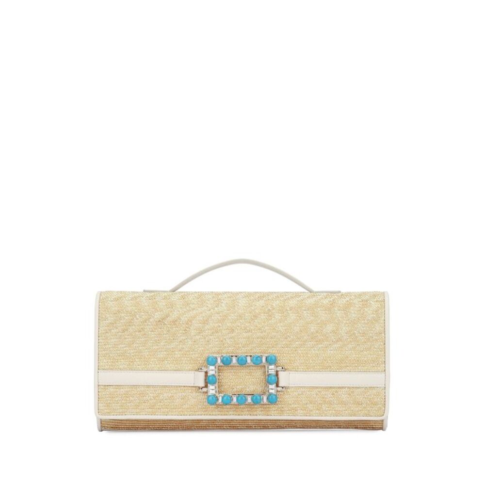 Roger Vivier Women Belle Vivier Turquoise Clutch